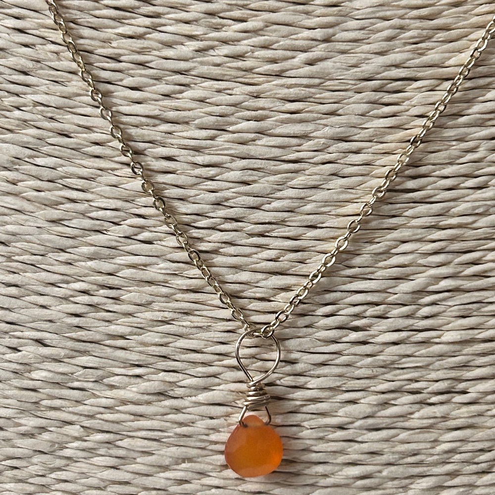 Handmade Gold Filled Carnelian Necklace, minimalist jewelry